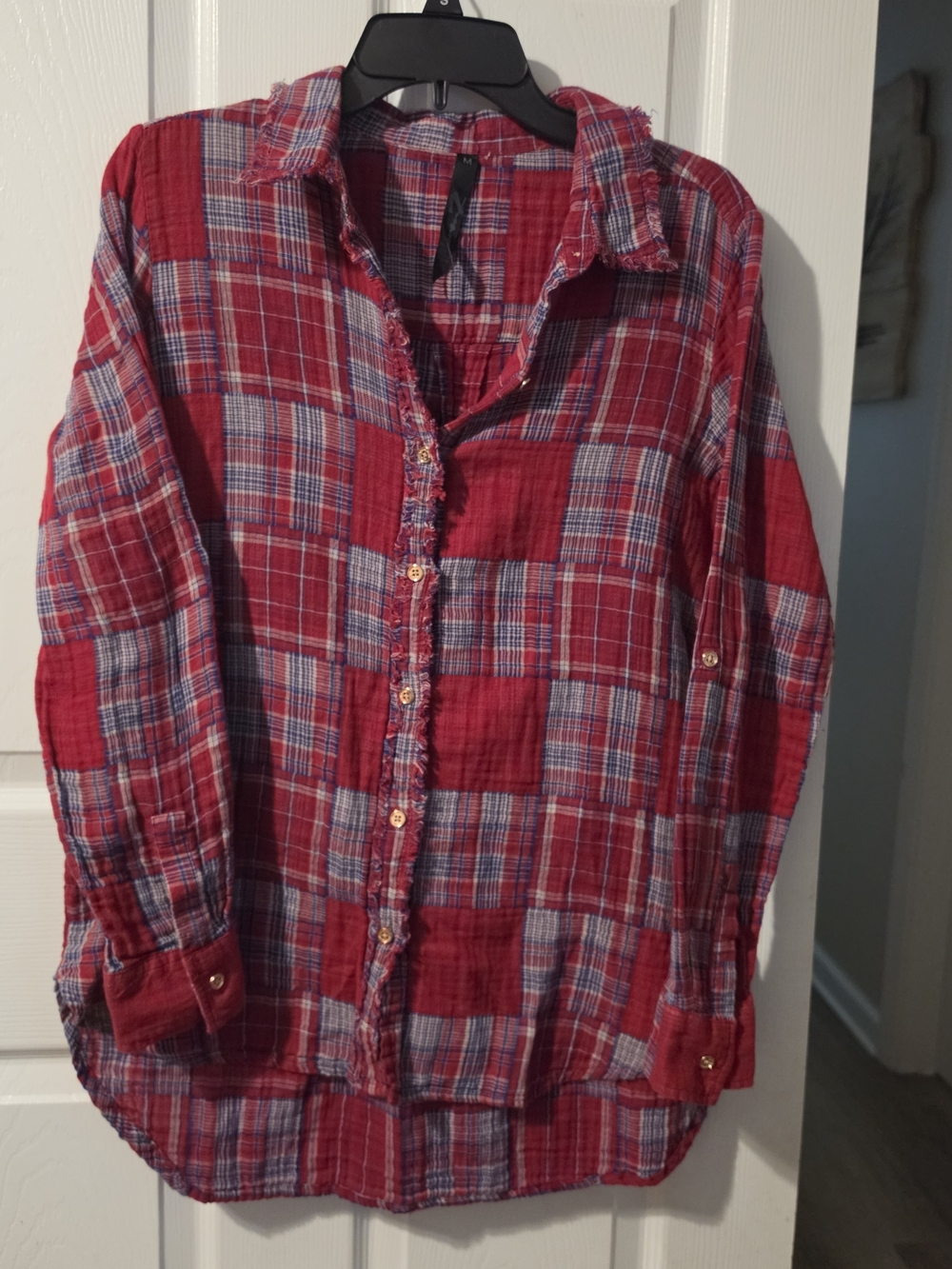 Seven 7 Red Plaid Button-Down Shirt